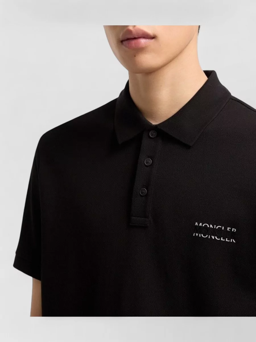 Moncler Cotton Piqué Polo Shirt Logo Detail