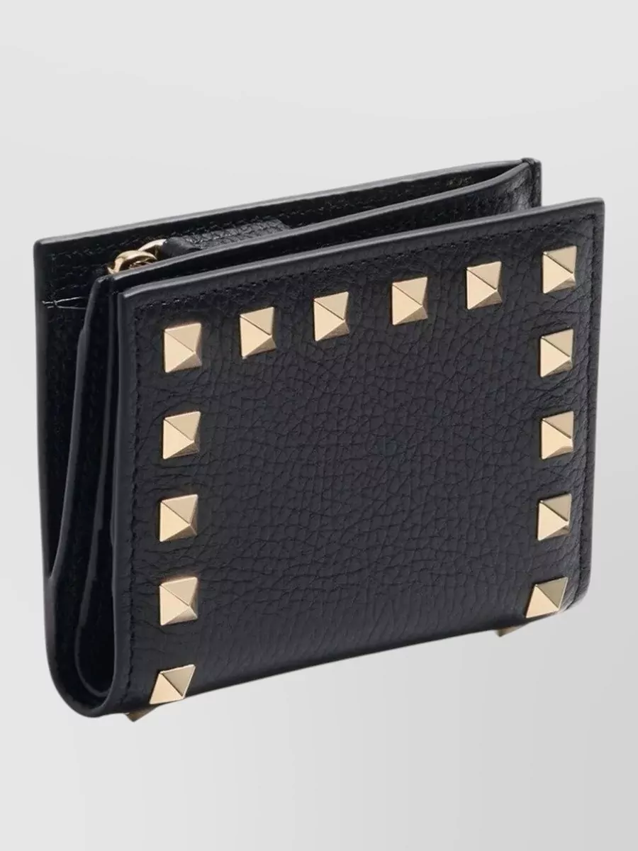 Valentino Studded Textured Leather Wallet