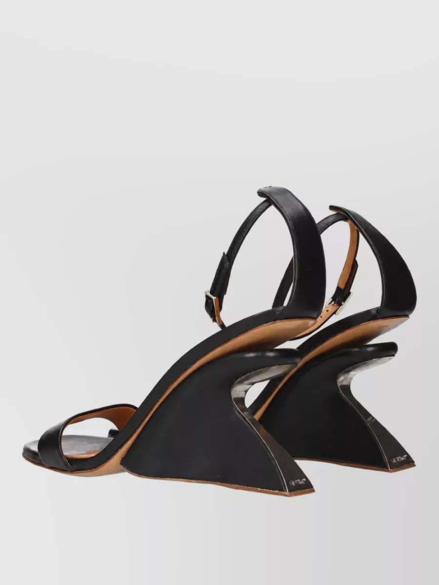 Off-White Leather Stiletto Heel Sandals