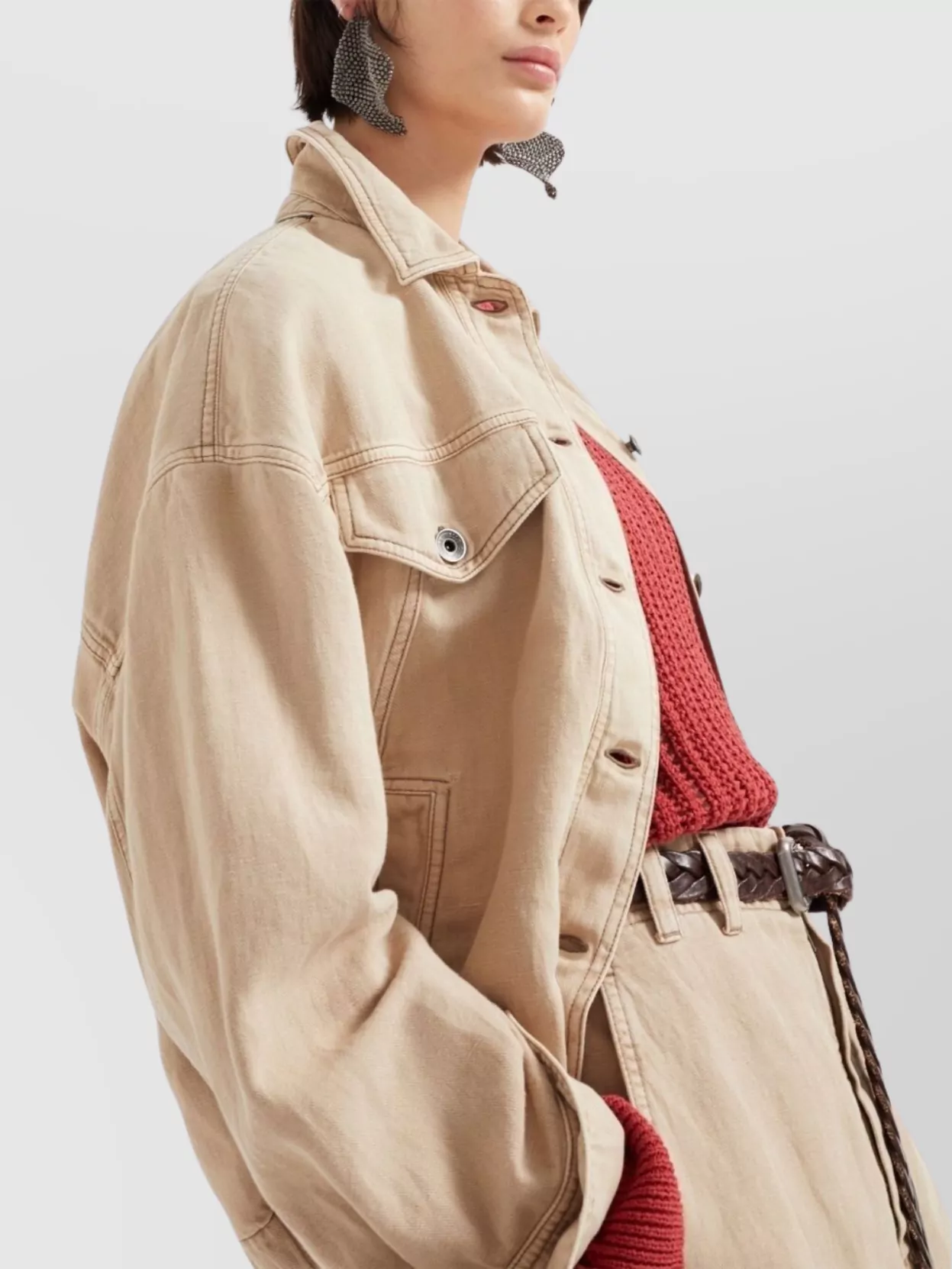Shop Brunello Cucinelli Collared Neck Jacket Buttoned Cuffs