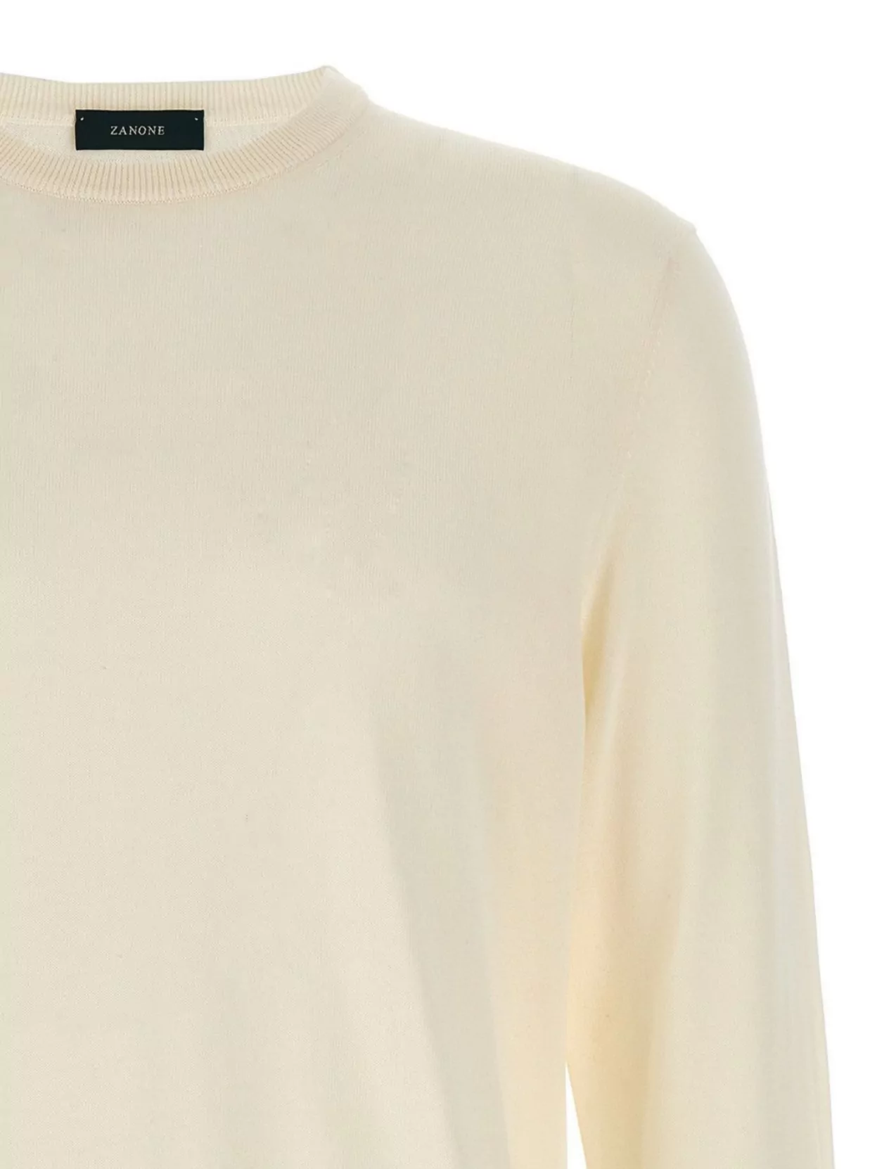 Zanone Crew Neck Cotton Sweater With Ribbed Cuffs