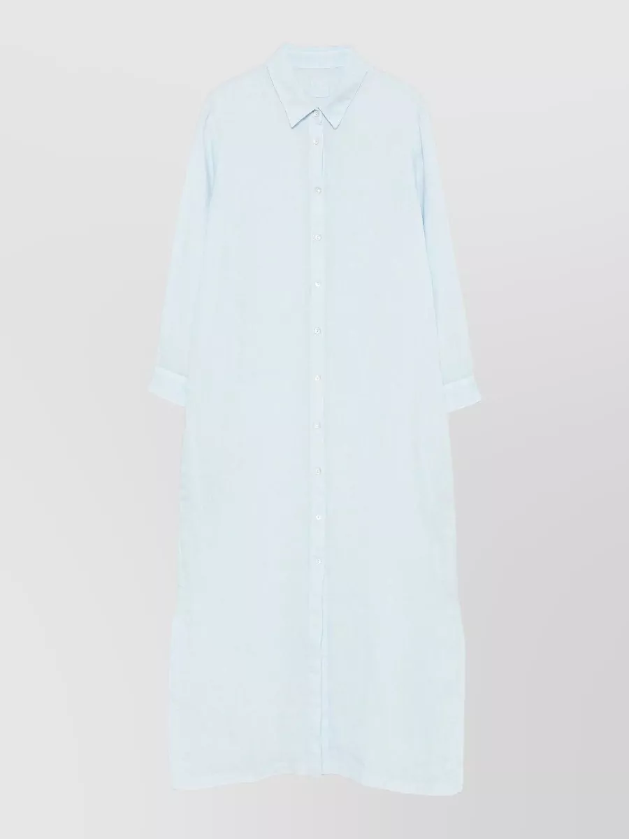 120% Lino Linen long-sleeve midi shirt dress