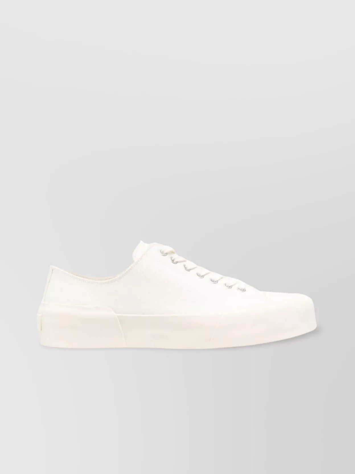 Shop Jil Sander Canvas Round Toe Low-top Sneakers In White