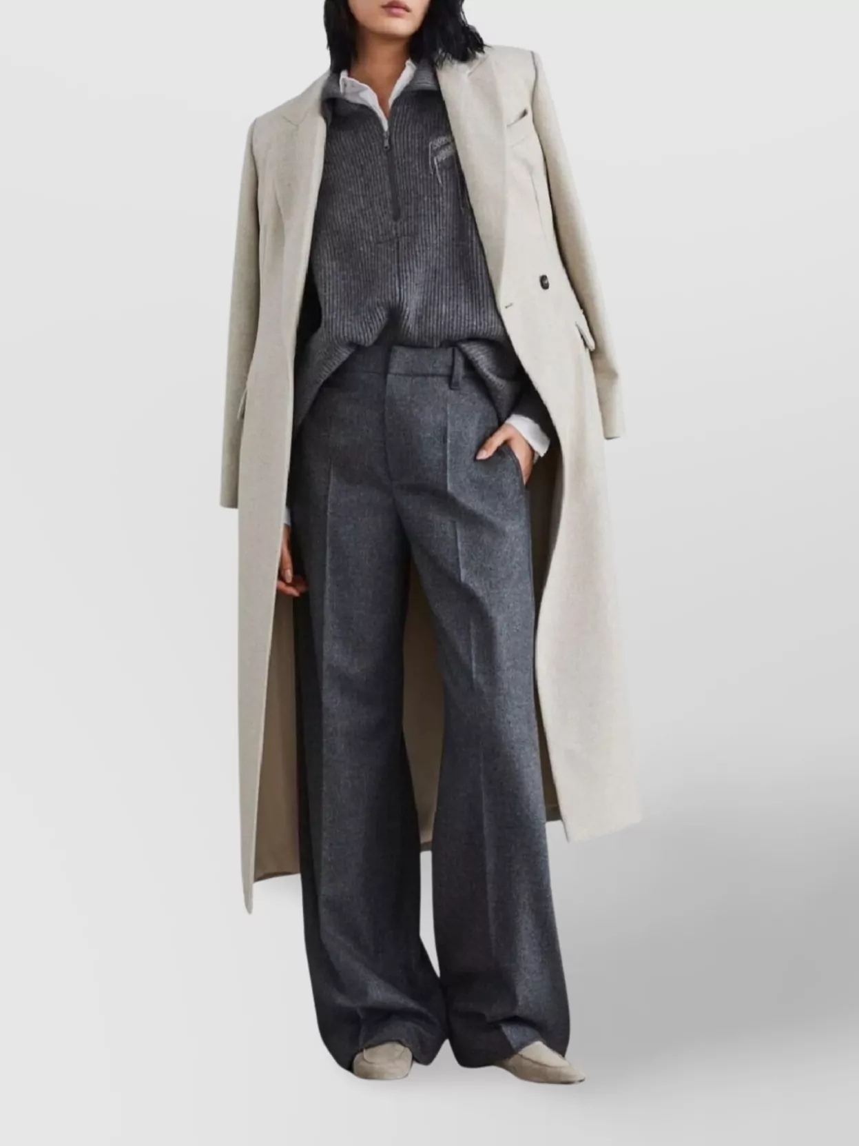 Brunello Cucinelli Wide-leg Trousers With Front Pleats And Pockets In Gray
