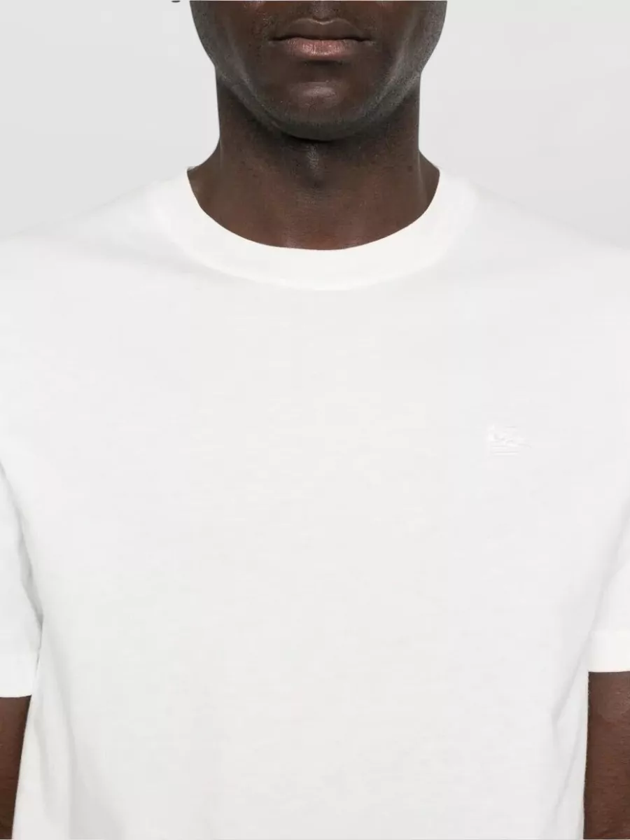 Etro Pegaso Embroidered Cotton Crew Neck Tshirt