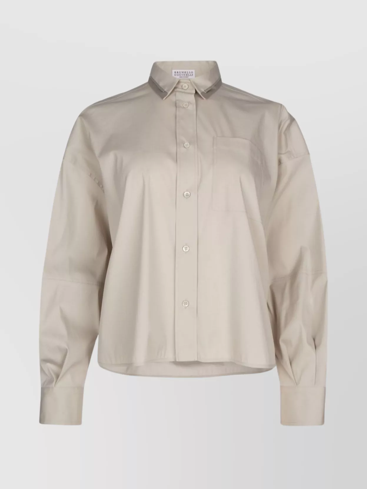 Shop Brunello Cucinelli Pocketed Hem Shirt Collar Back Pleats