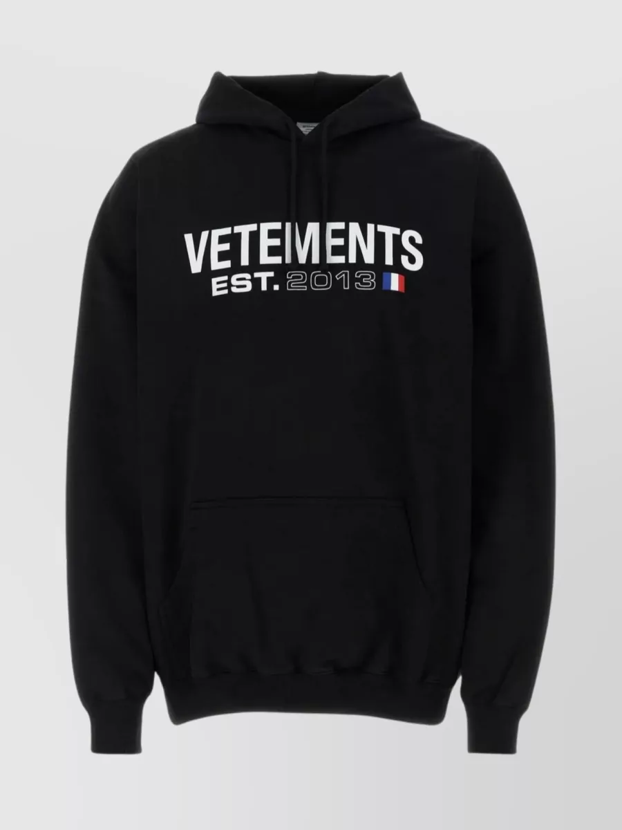 Shop Vetements Oversize Hooded Sweatshirt In Cotton Blend In Black