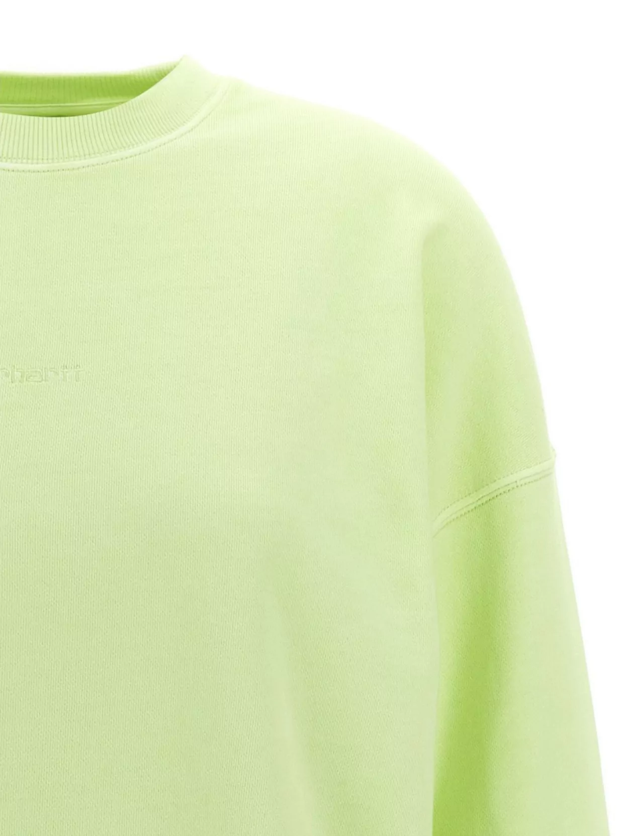 Carhartt Crew Neck Sweatshirt Ribbed Cuffs In Green