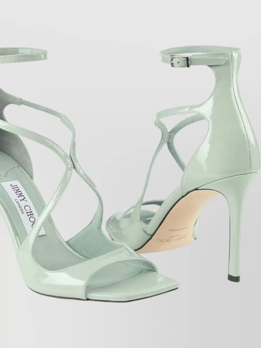 Jimmy Choo Leather Square-Toe Ankle-Strap Sandals