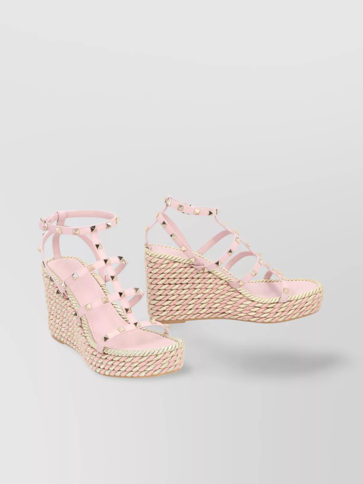 Valentino Studded Espadrille Platform Sandals In Multi