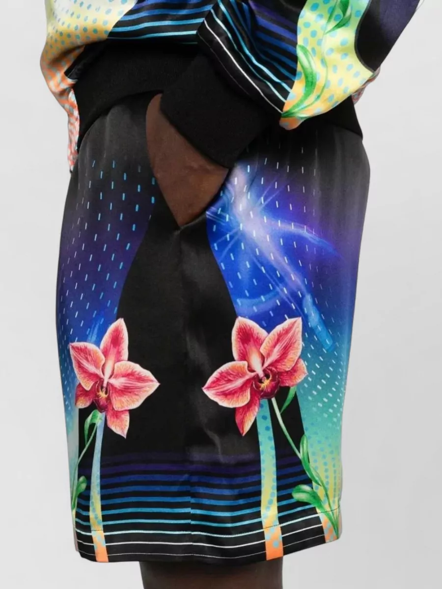 Casablanca Silk Floral-Print Drawstring Deck Shorts