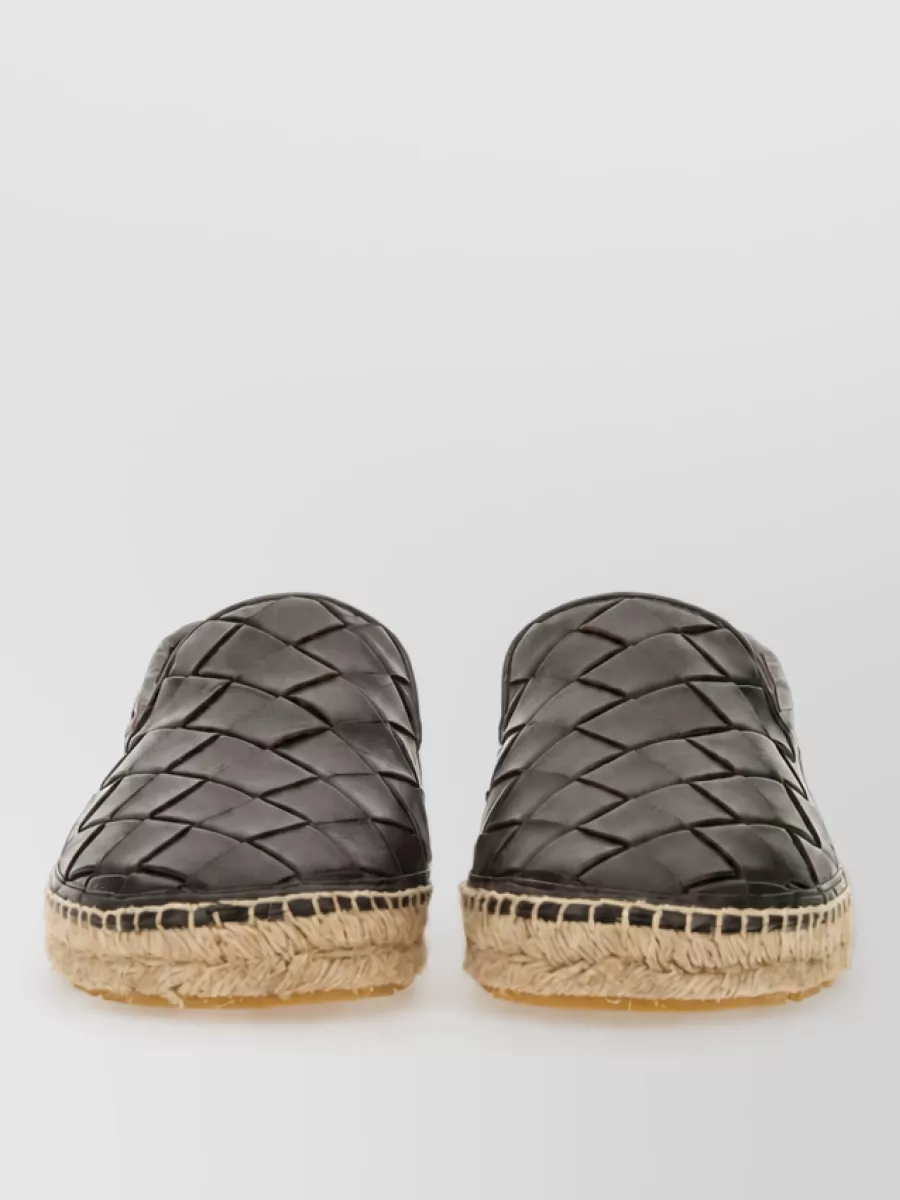 Bottega Veneta Leather Espadrille Sneakers In Black