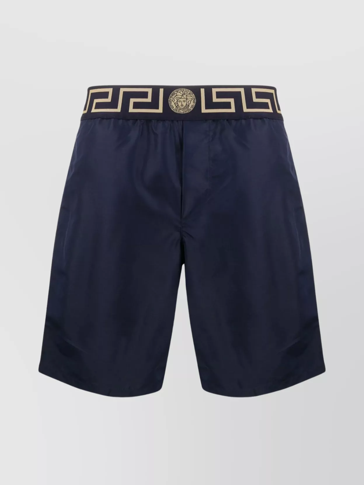 Shop Versace Border Trim Shorts With Elastic Waist And Pockets