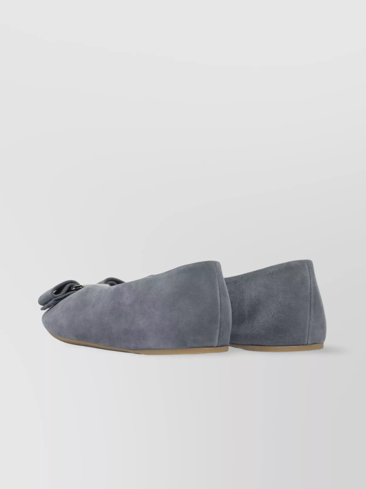 Ferragamo Bow Suede Ballerina Shoes Rubber Sole