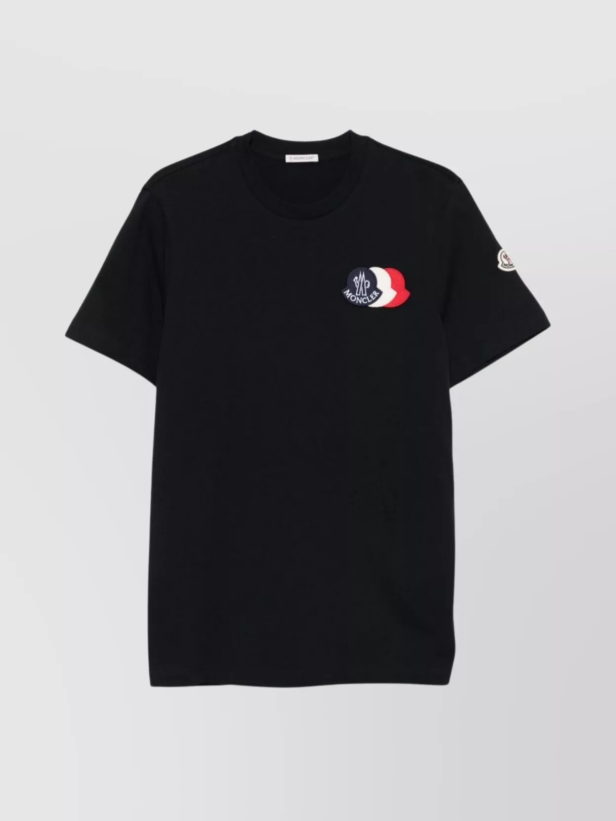 Moncler - tricolour logo embroidered cotton crewneck t-shirt