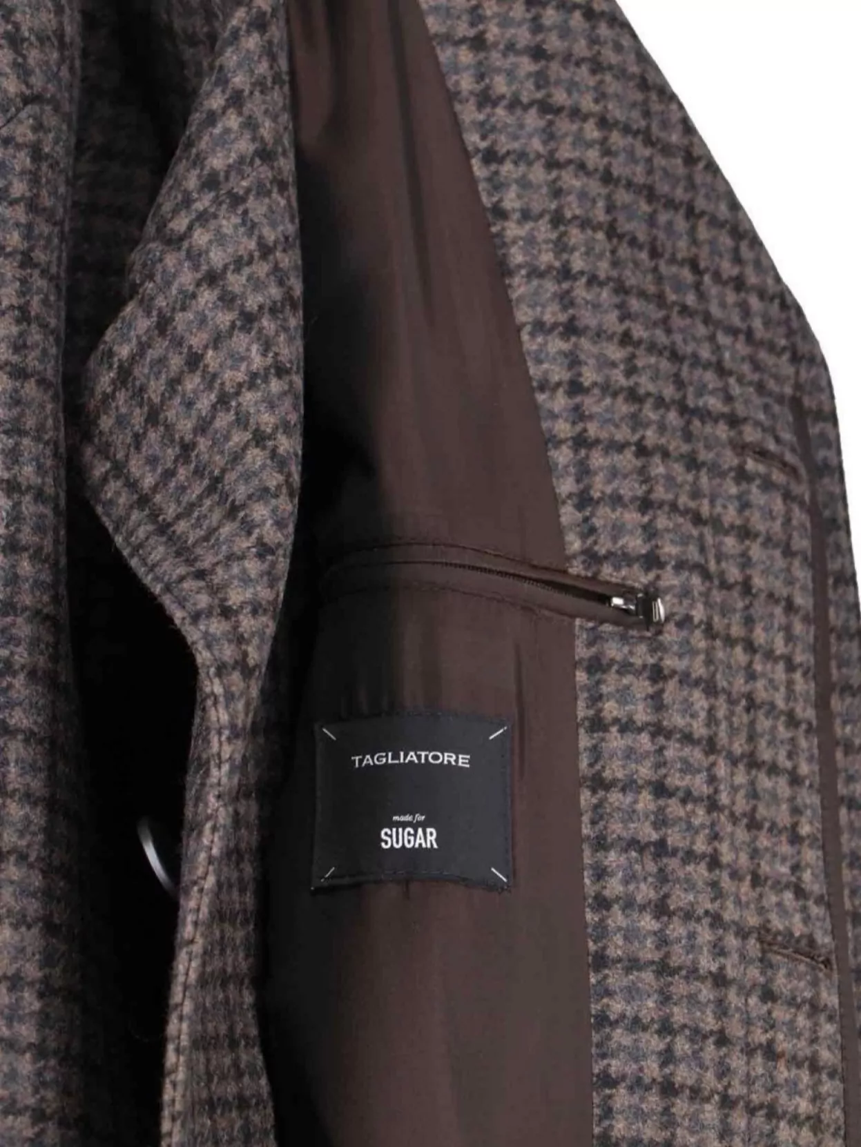 Tagliatore Long Houndstooth Jacket Notched Collar