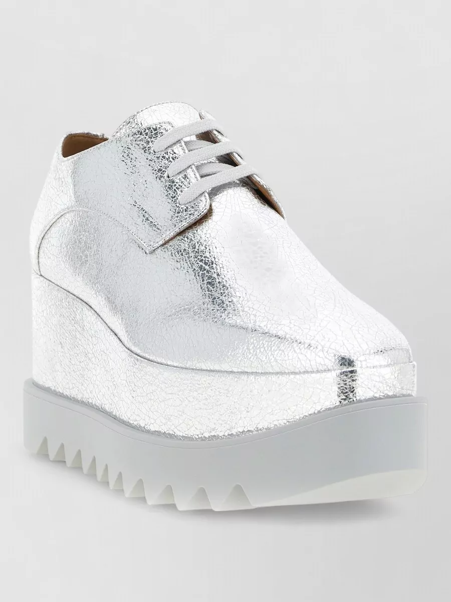 Stella Mccartney Elyse Lace Up Wedge Brogues Oxford Shoes In Silver