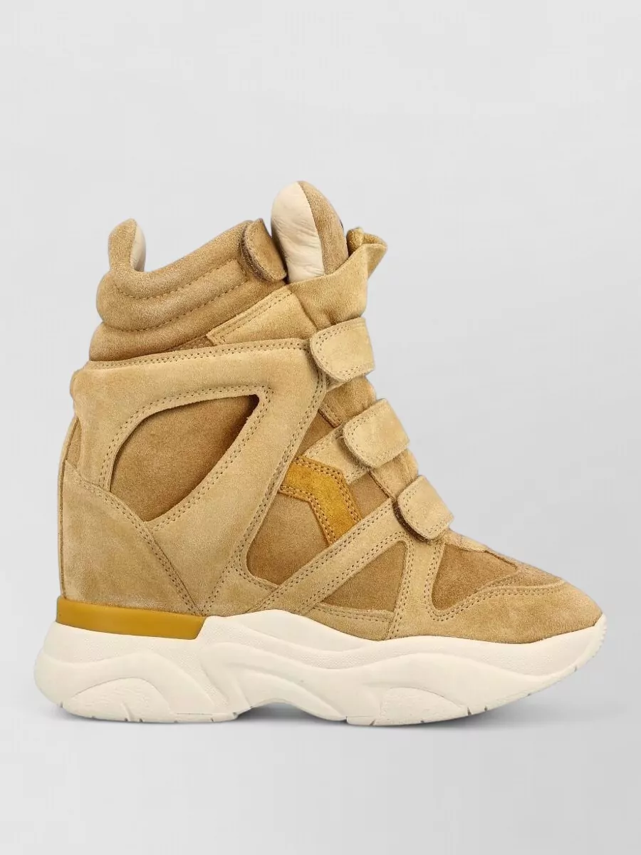Isabel Marant Leather Cutout Paneled Hi-Top Sneakers