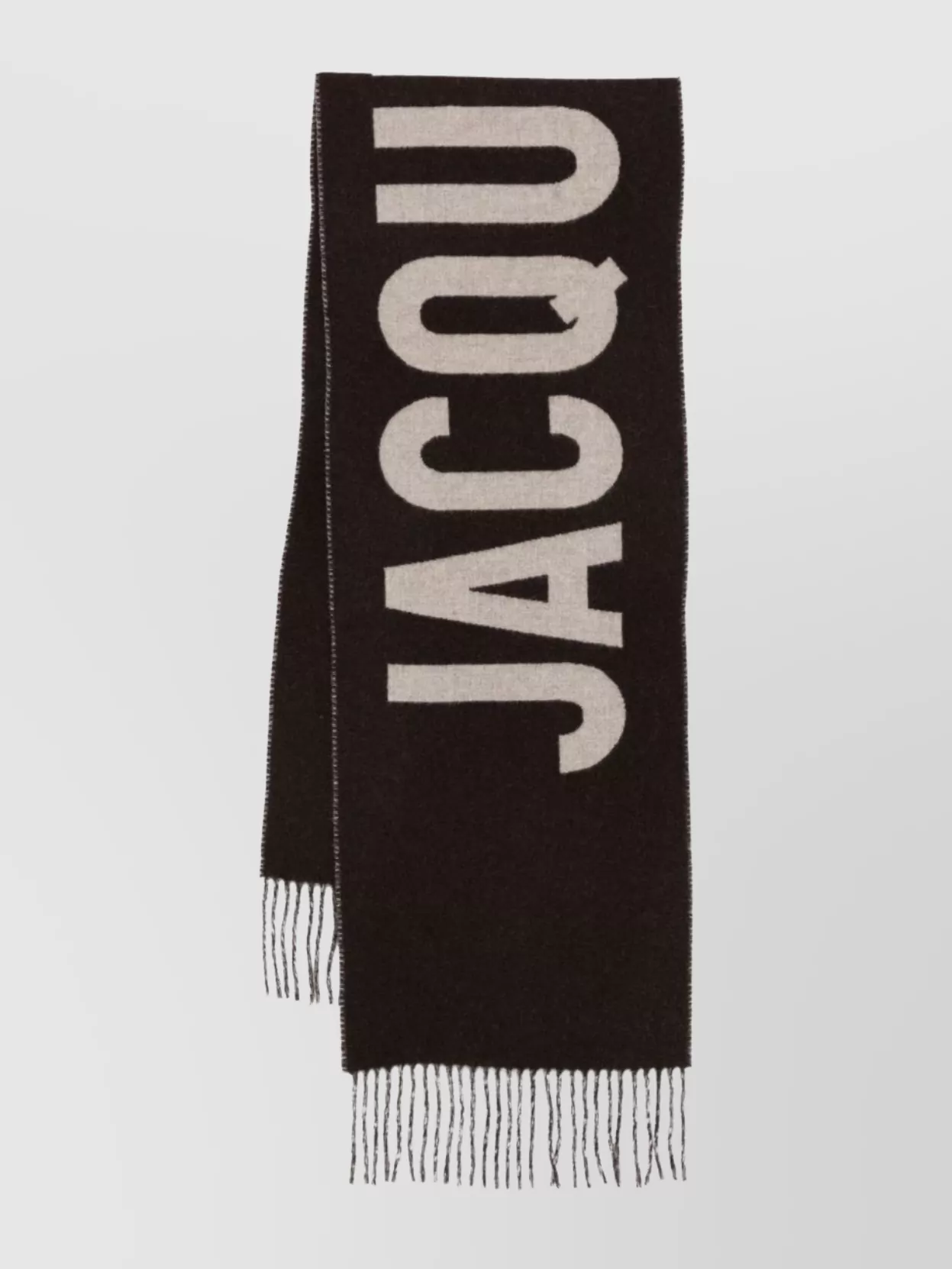 Jacquemus Rectangular Scarf With Fringed Edges And Bold Lettering
