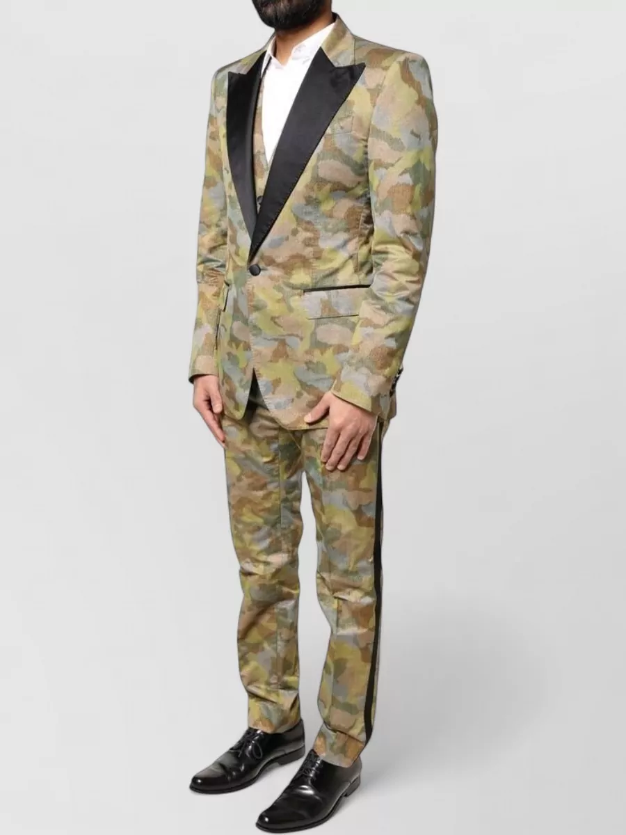 Dolce&Gabbana Silk Camouflage Three Piece Suit