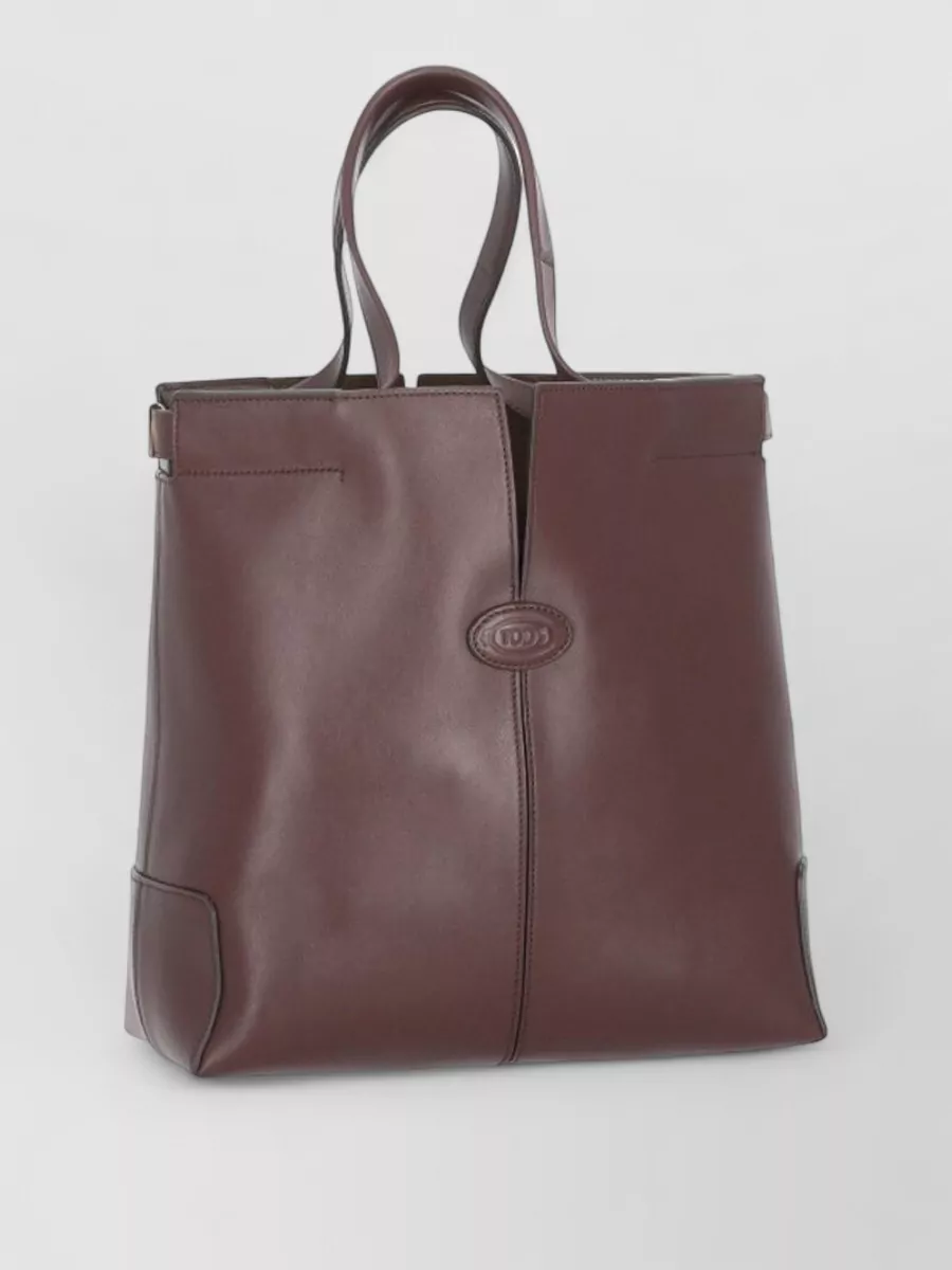 Tod's Leather Tote Bag Shoulder Strap Pockets