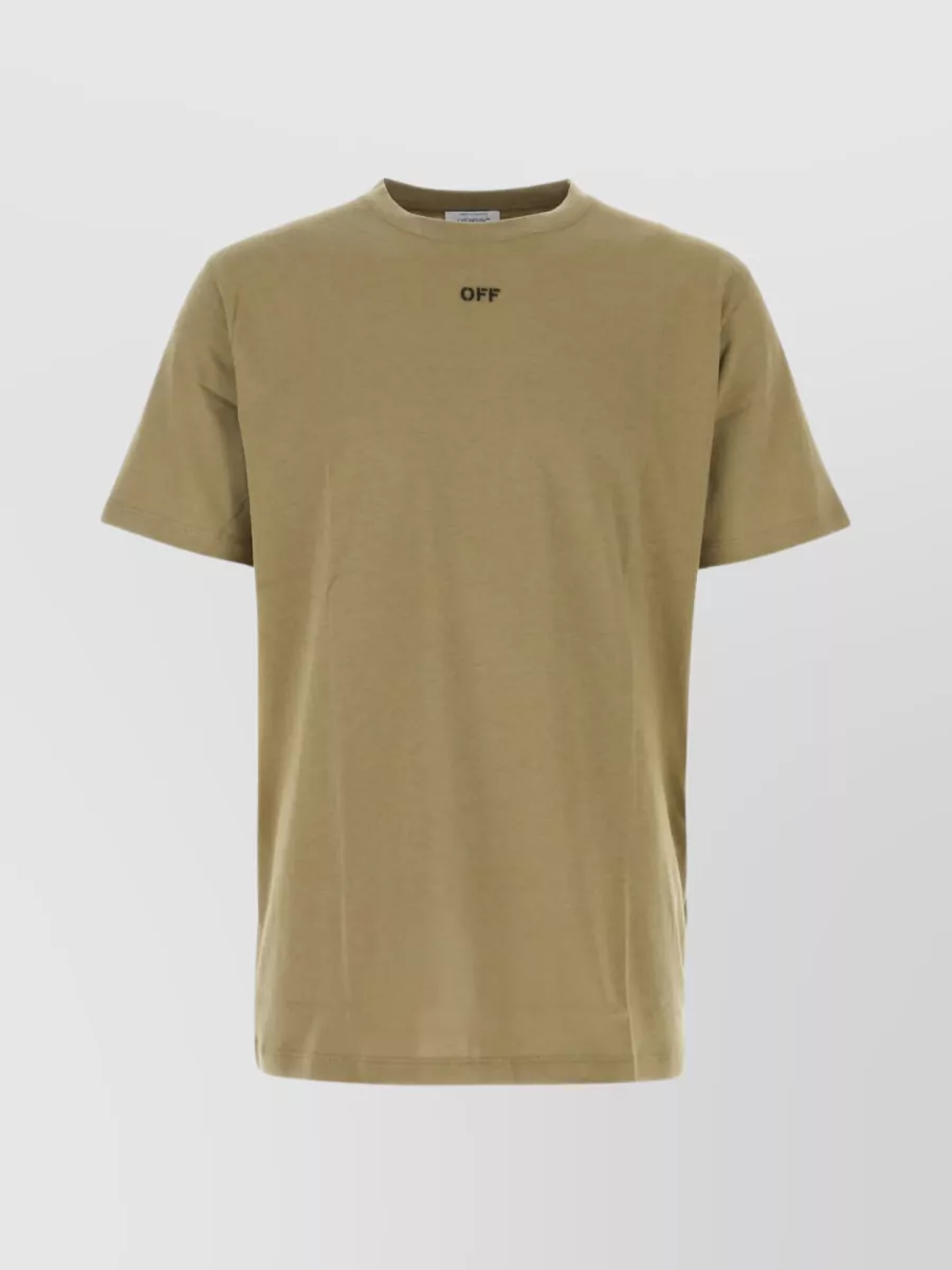 Shop Off-white Embroidered Arrow Cotton T-shirt In Brown