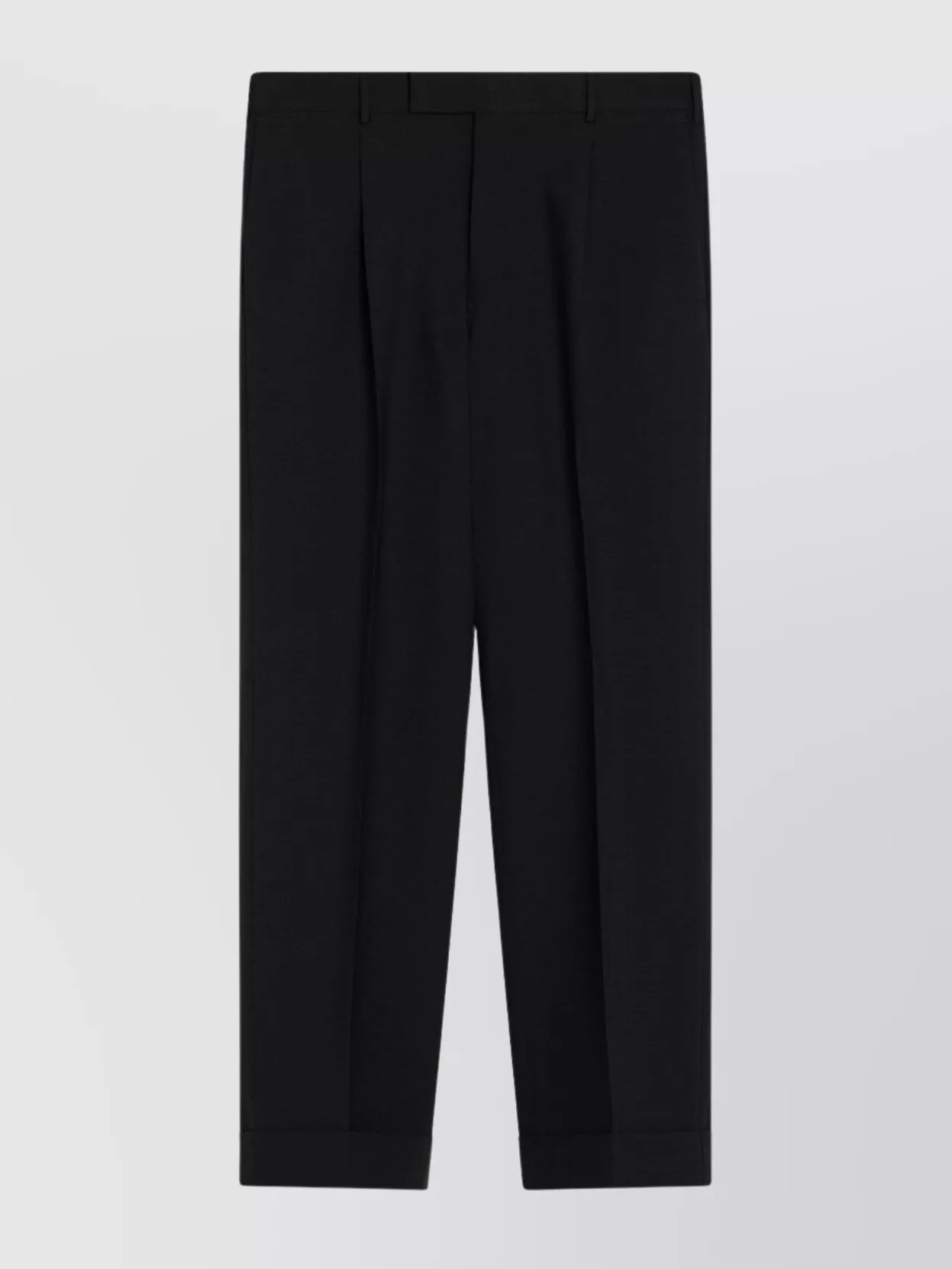 Pt Torino Wool Trousers With Cuffed Hem And Pleats In Black