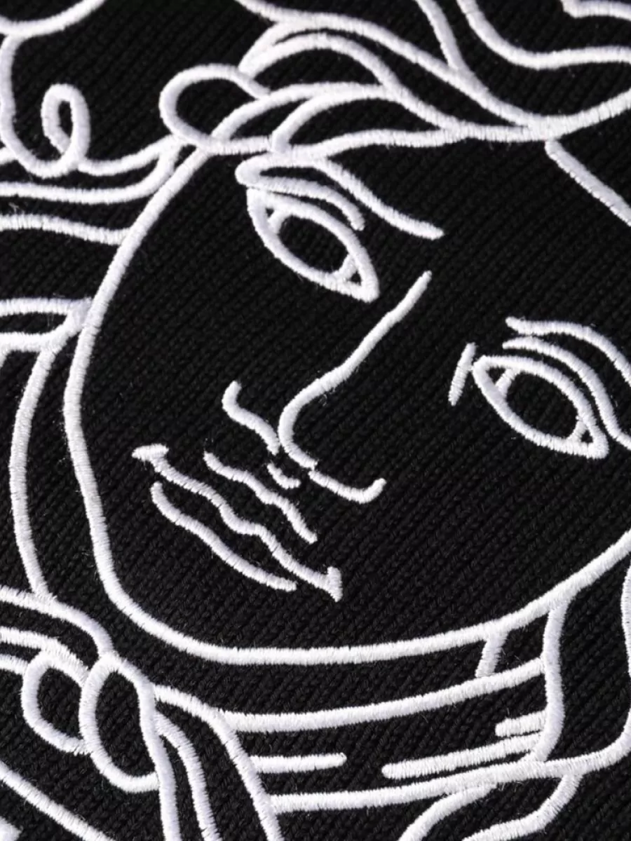 Versace Crew Neck Cotton Jumper With Medusa Embroidery