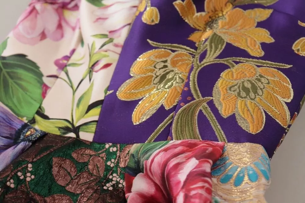 Dolce&Gabbana Silk Patchwork Floral Strapless Midi Dress