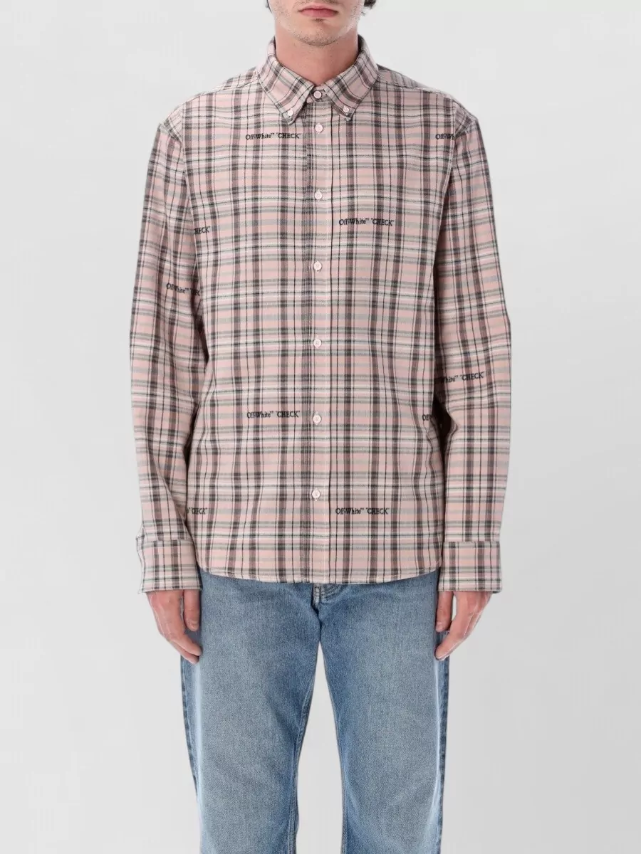Off-White Checked Cotton Regular-Fit Shirt