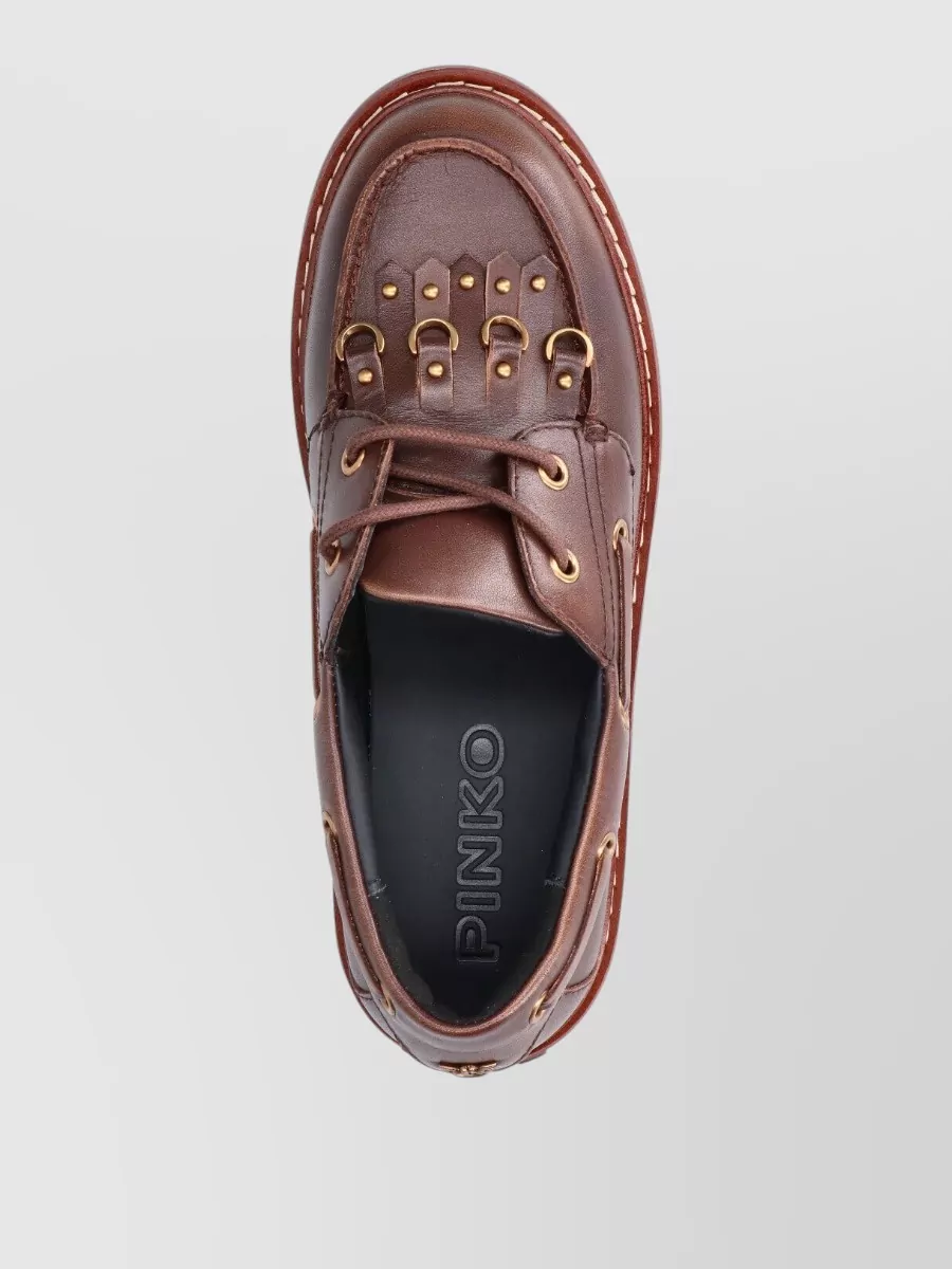 Pinko Calf Leather Platform Loafers