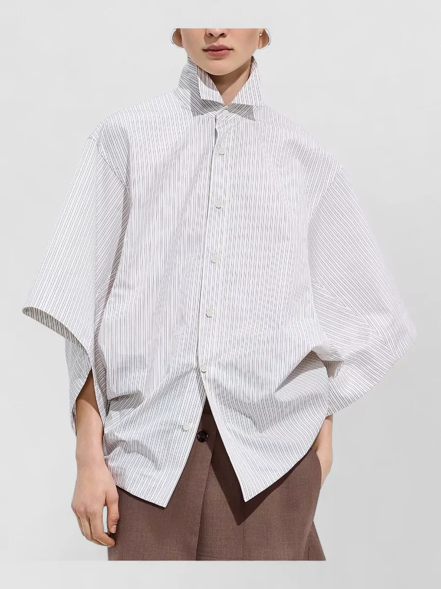 Bottega Veneta cotton high-neck wide-sleeve poplin shirt