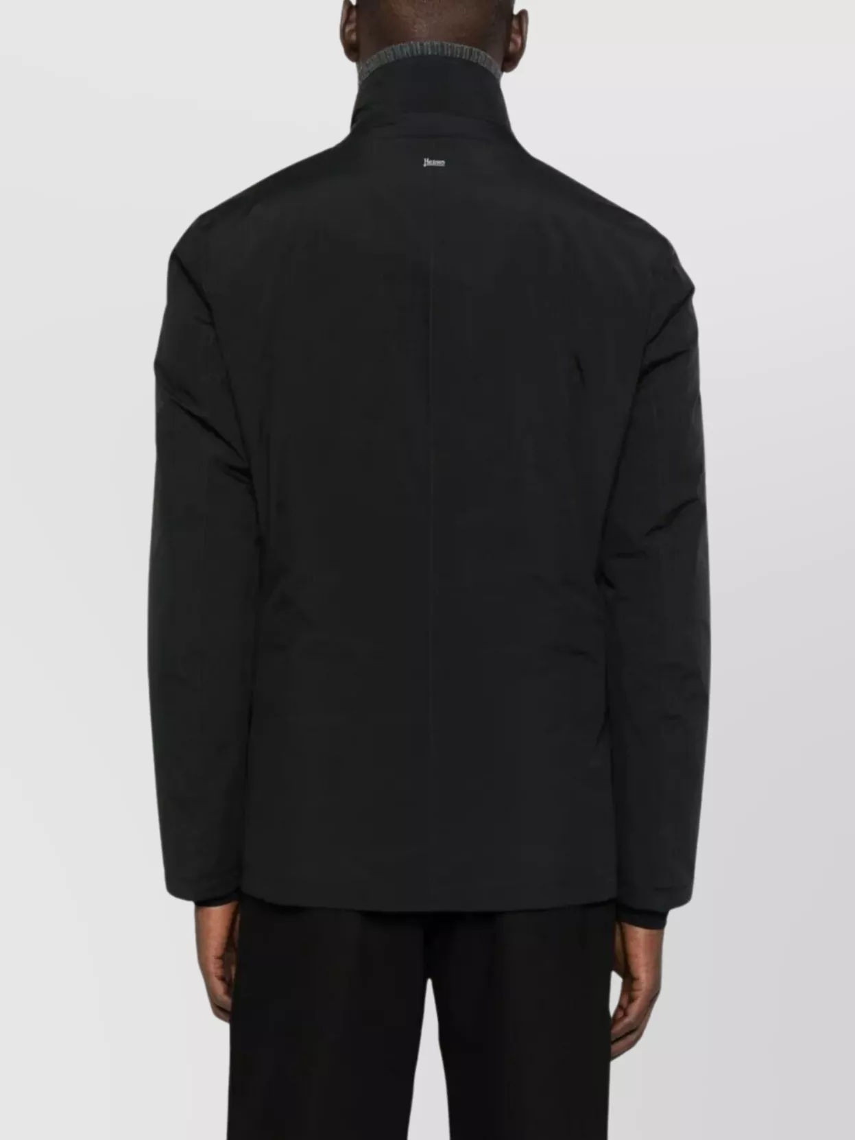 Herno Down Jacket High Collar Front Pockets In Black