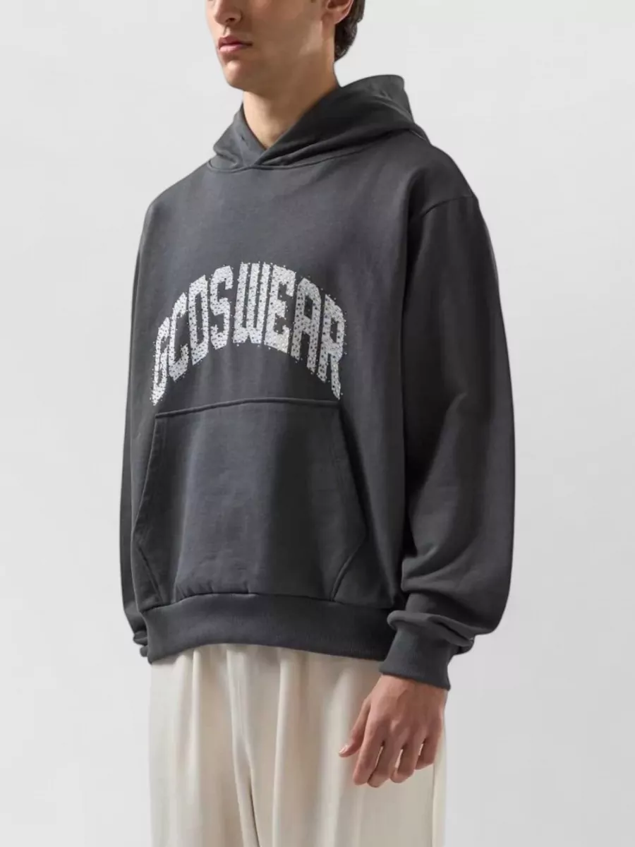 Gcds Cotton Rhinestone Hooded Sweatshirt