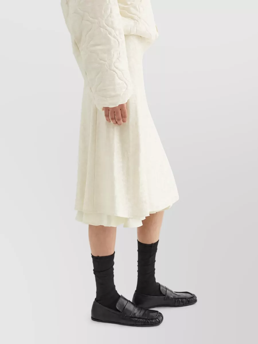 Jil Sander Floral-Embroidered A-Line Skirt