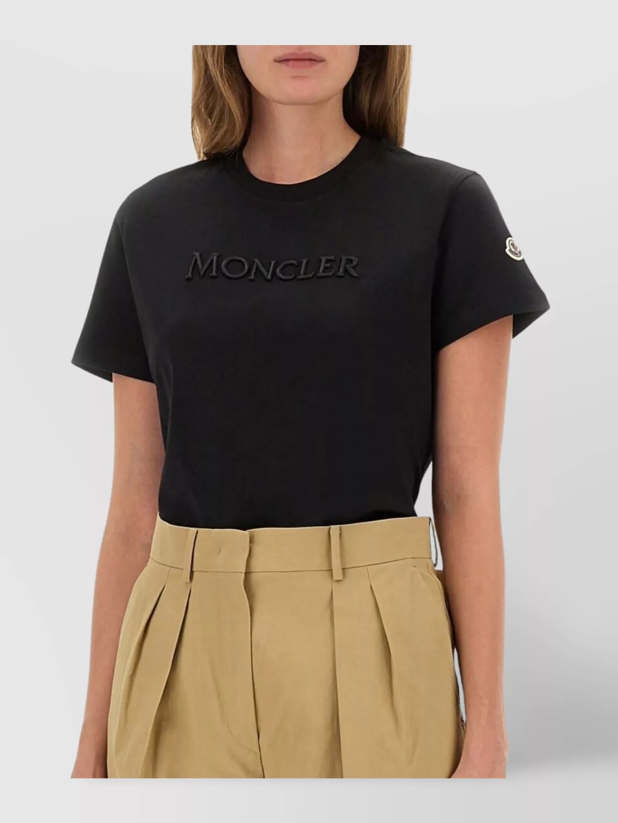 Moncler Logo Embroidered Cotton Short Sleeve T-Shirt