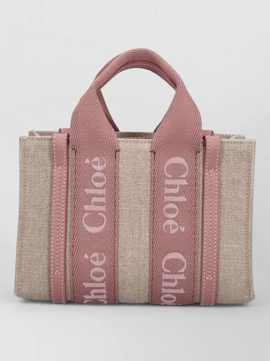 Chloé woody mini linen tote bag