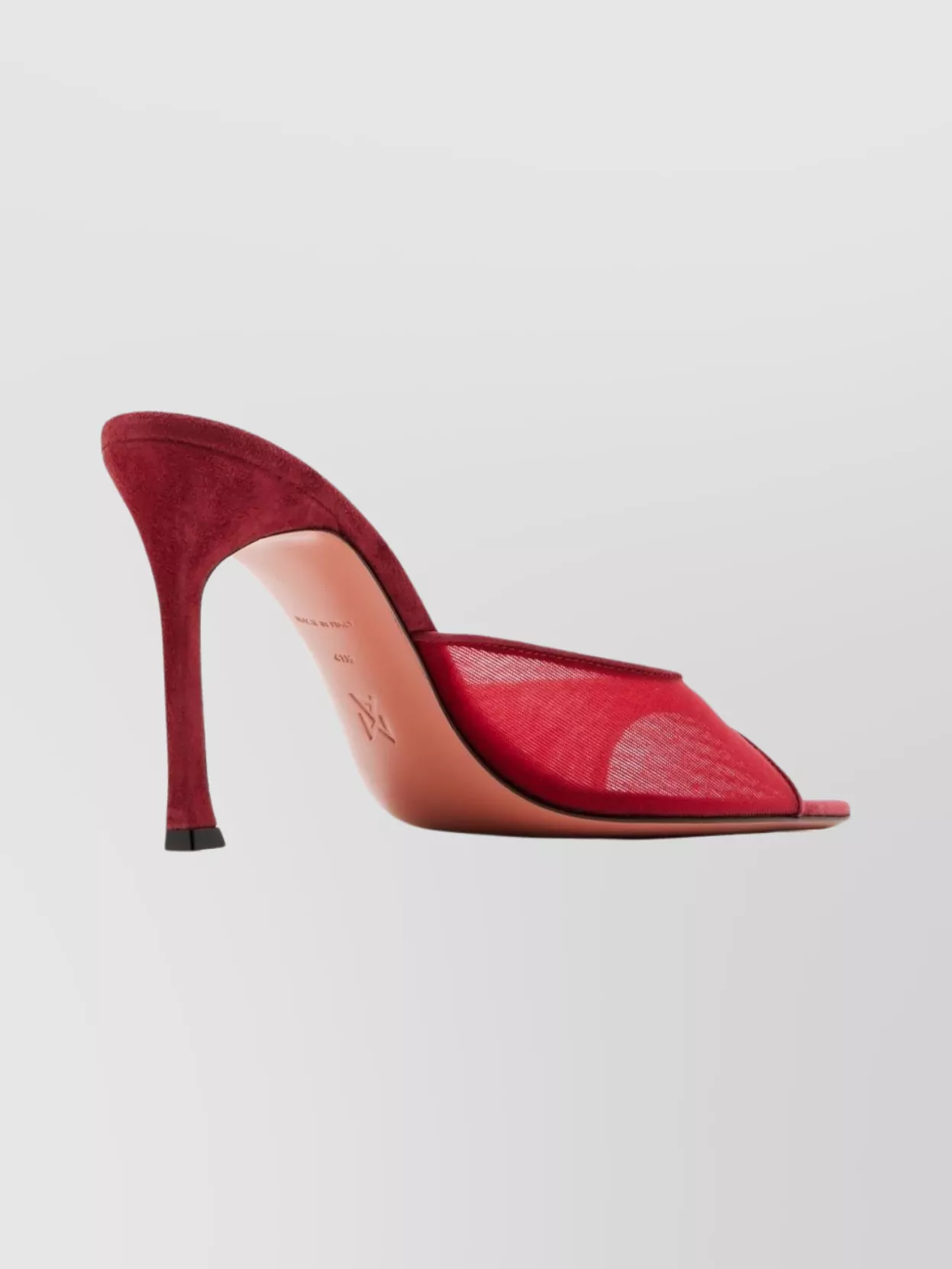 Amina Muaddi Square Toe Mesh Stiletto Mules In Red