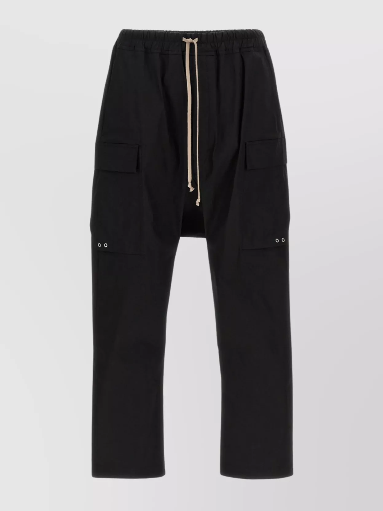 Rick Owens 'drop-crotch Cargo' Cropped Trousers In Black