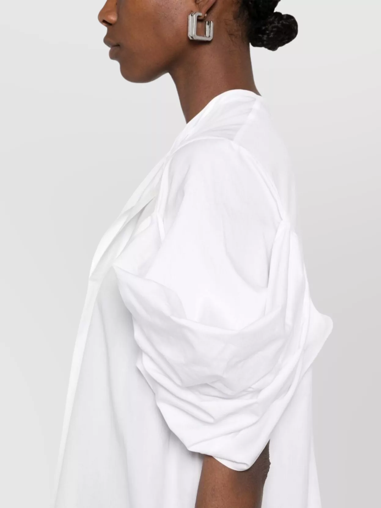 Junya Watanabe Loose Silhouette Cotton Top With Pleated Accents