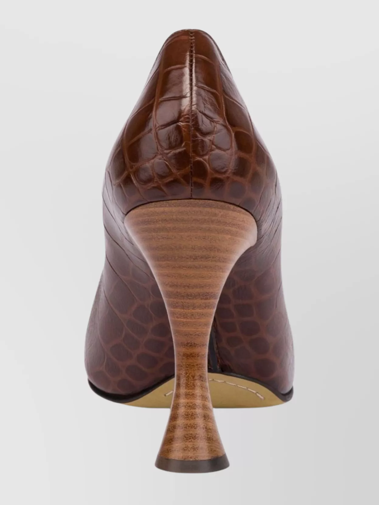 Moschino Croc-embossed Calf Leather Sculpted Heel Pumps In Brown