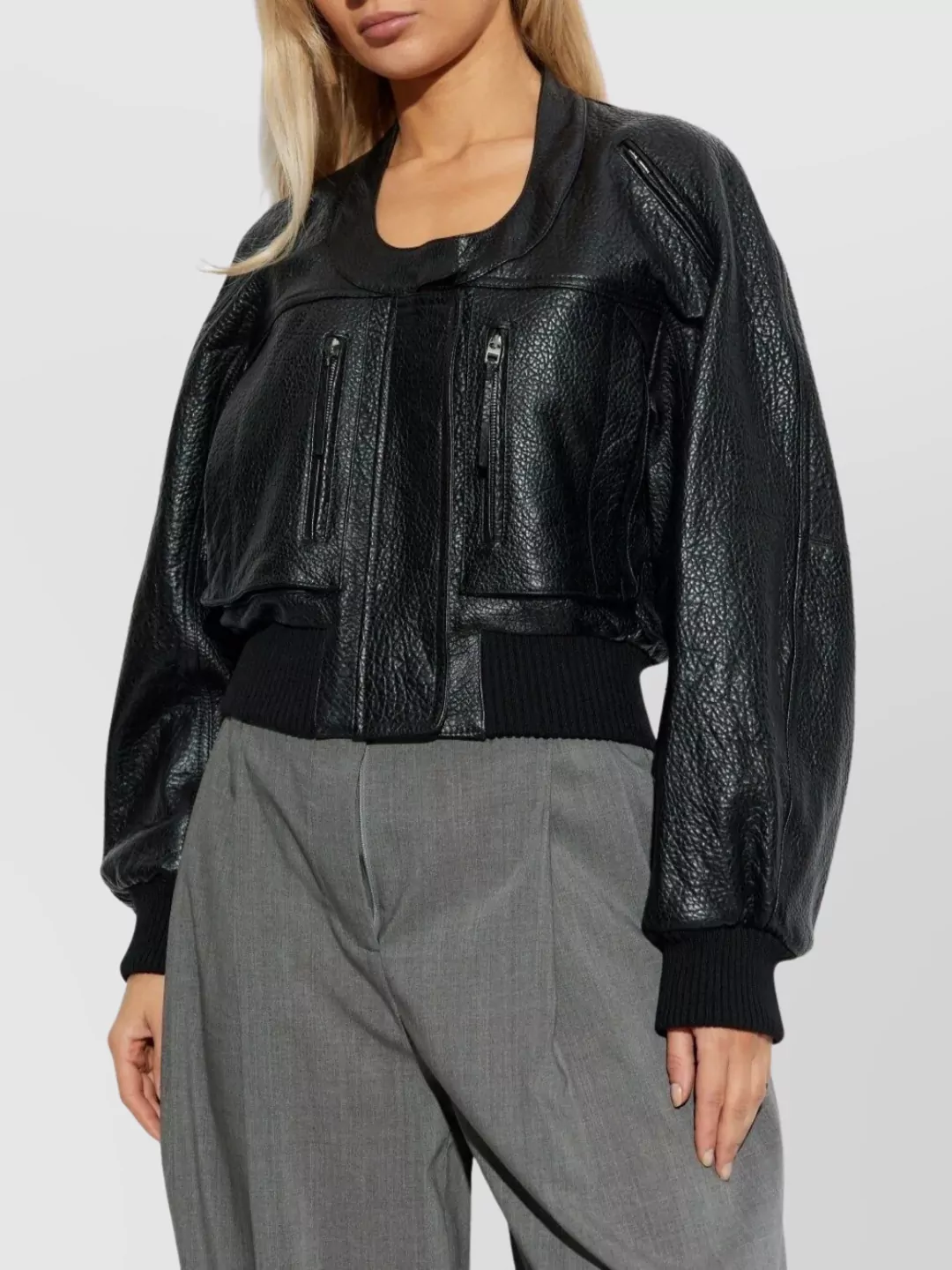 Jacquemus Cropped Crewneck Jacket Textured Finish