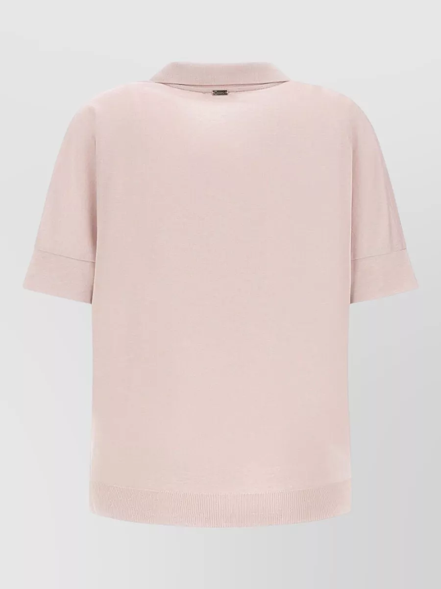 Herno V-Neck Short-Sleeve Polo Top