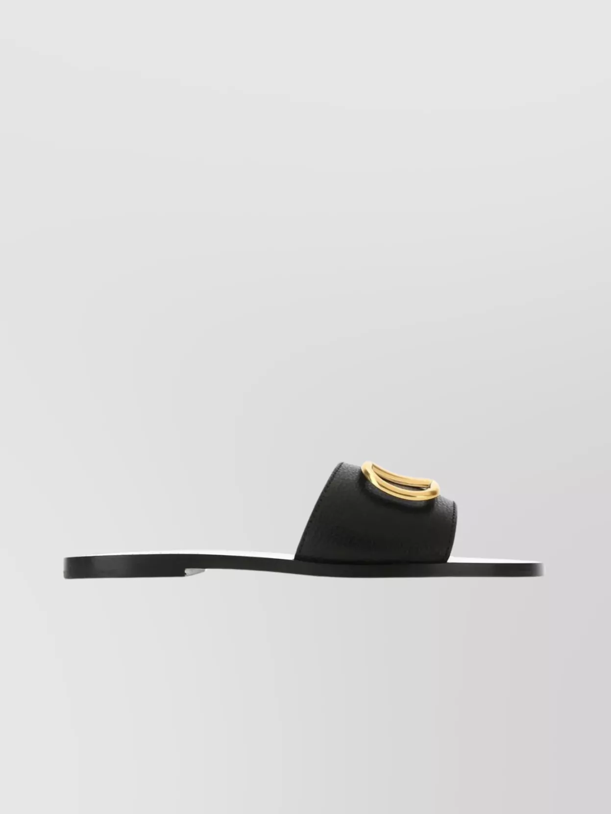 Shop Valentino Leather Vlogo Slide Sandals In Black