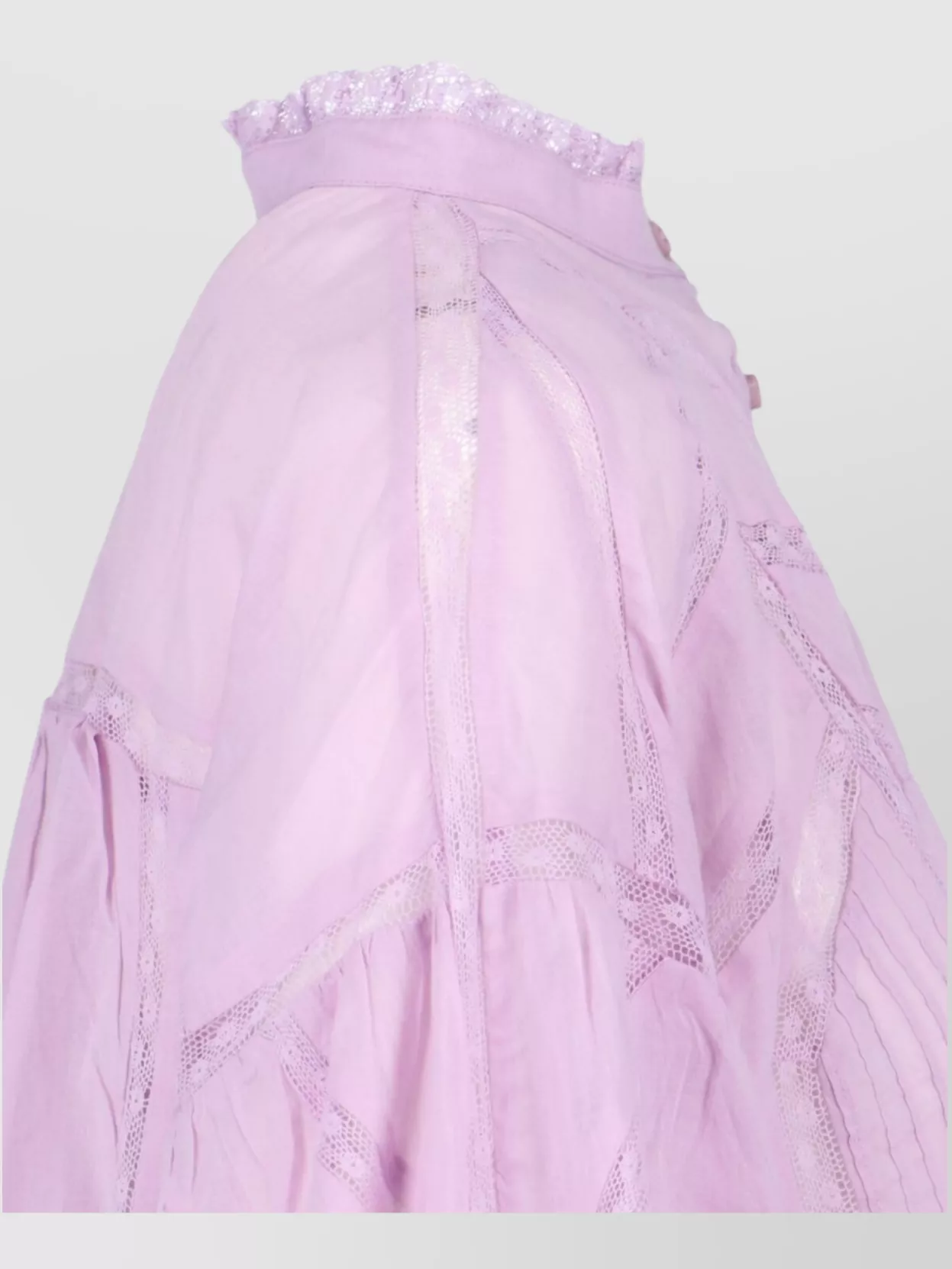 Isabel Marant Etoile Sleeve Gathering High Neck Lace Trim
