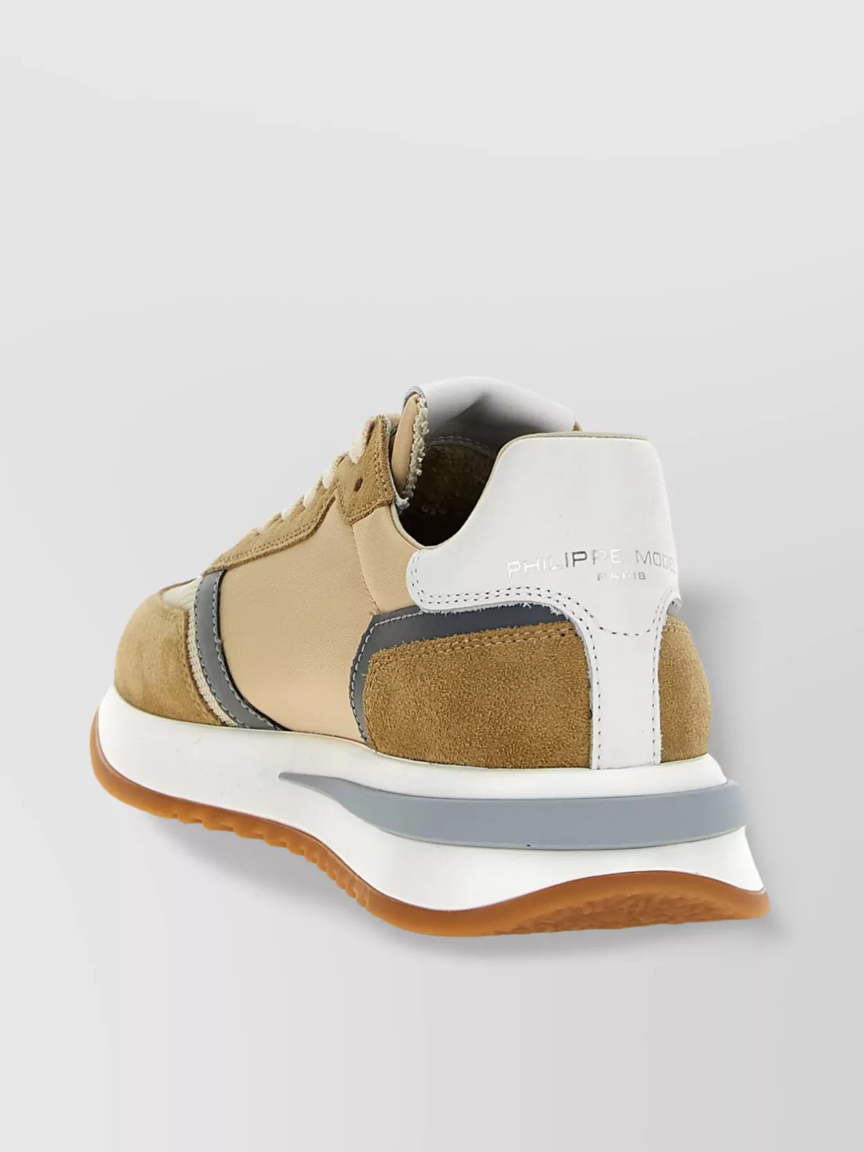 PHILIPPE MODEL 'STITCHING CONTRAST MESH RUBBER SUEDE SNEAKERS'