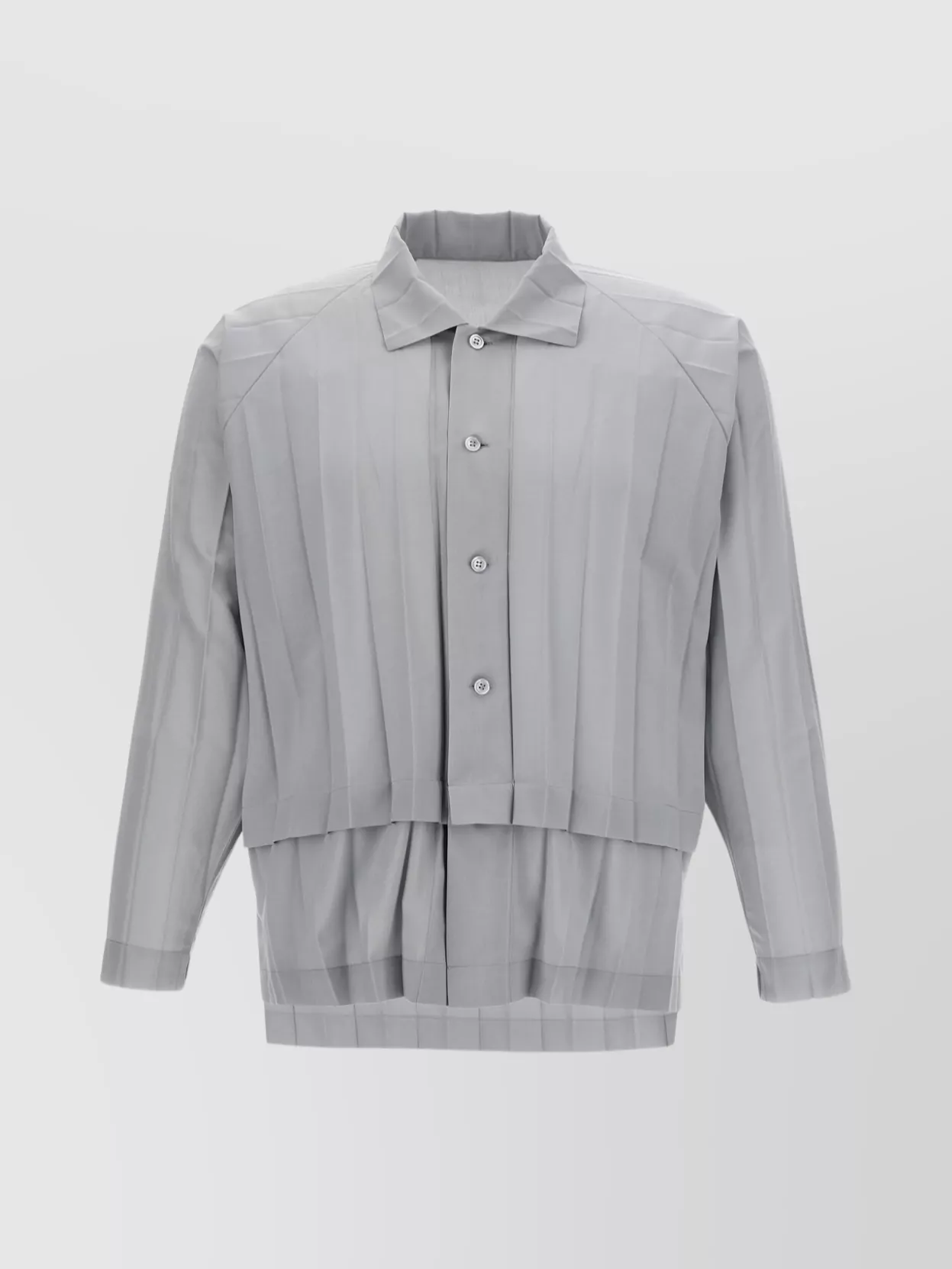 Issey Miyake Pleated Long Sleeves Shirt In Gray