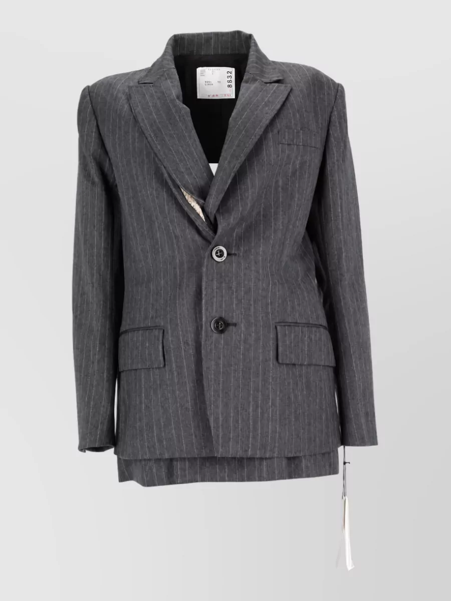 Sacai Pinstripe Single Breasted Wool Suit Jacket