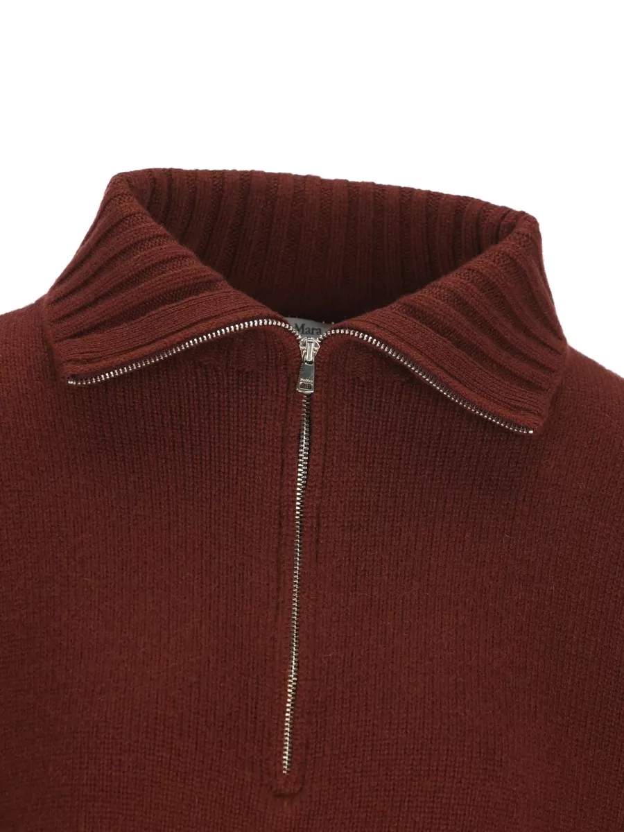 Max Mara Cashmere Ribbed High-Neck Half-Zip Sweatshirt