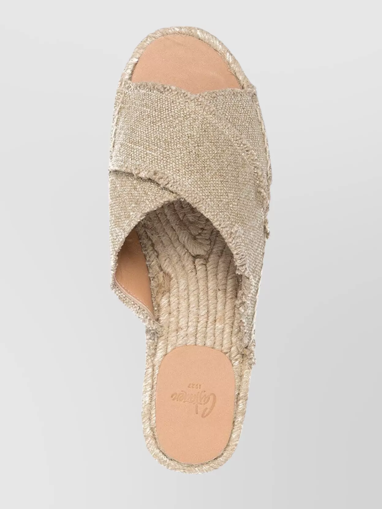 CASTAñER CANVAS FLAT SANDALS WITH BRAIDED RAFFIA SOLE